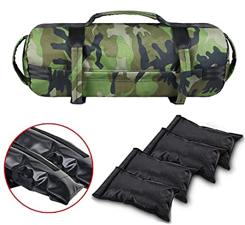 Hzeal Workout Sandbag Fitness Weight Bag Heavy Duty Training Weight Bag Weightlifting Sandbag, 40lbs Adjustable Weight Energy Bag Sand Filled Weights Bag with 4 Inner Bags and Handles (Green)