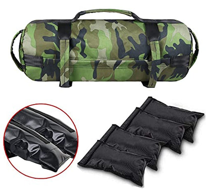 Hzeal Workout Sandbag Fitness Weight Bag Heavy Duty Training Weight Bag Weightlifting Sandbag, 40lbs Adjustable Weight Energy Bag Sand Filled Weights Bag with 4 Inner Bags and Handles (Green)