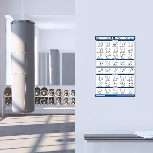 QuickFit 2 Pack Dumbbell Workout Exercise Poster - Volume 1 & 2 (with Plastic Frame,18" x 24") - color: with Plastic Frame