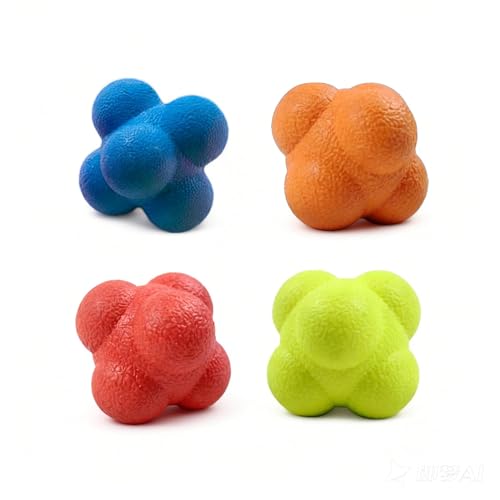 Reaction Balls 4 Pack, 2.2-2.8 Inch - Hand-Eye Coordination Trainer, Reflex & Agility Training Equipment for Baseball, Handball, Sports & Fitness for Outdoor Fun, (only for 12+ Adults) - color: 2.2 Inch
