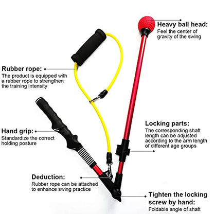 Golf Swing Trainer,Portable Collapsible Trainer, Improve Swing Posture,Folding Posture Corrector Aid Posture Correction Swing Stretchable Stick with Wide Angle, Golf Grip Swing Trainer aid (A) ﻿
