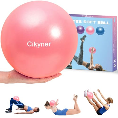 Cikyner Soft Pilates Ball, 9 Inch Small Exercise Ball with Inflatable Straw - color: Light Pink
