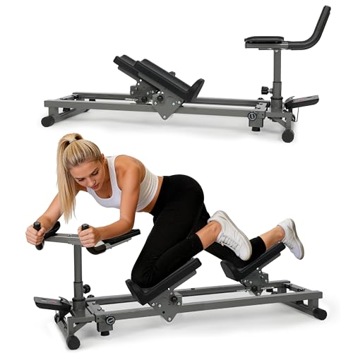 EVERYMATE Exercise Crawler Machine, Spine Twist and Stretch Trainer, Full Body Cardio Machine, Builds Core Strength, Home Gym Equipment with Adjustable Hand Grips & Knee Support - color: Upgraded Model+Telescopic Frame+LCD