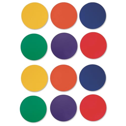 S&S Worldwide Spectrum 5", Anti-Skid, Soft Round Vinyl Spot Markers for PE/Gym Classes, Class Room Activities and Games, Assorted Colors, Set of 12