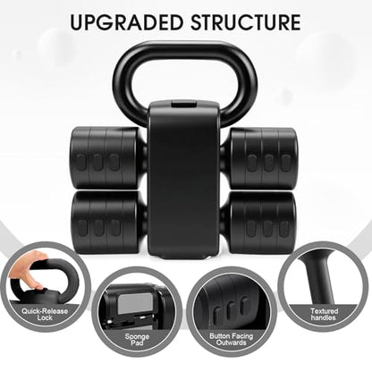 Adjustable 2-in-1 Convertible Kettlebell & Dumbbells - color: Black