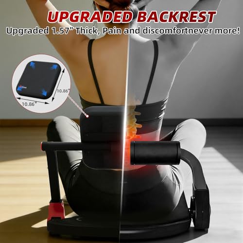 Ab Machine, Upgraded Sit Up Machine with Flat Backrest Multi-functional Sit Up Exercise Equipment for Home Gym with Angle Locking Accessory/4-Level Resistance/Massage Roller/330LBS Steel Frame