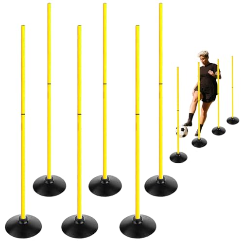 TNZMART 4.9FT Training Agility Poles Detachable Soccer Training Sticks Multi-Purpose Slalom Boundary Poles with Rubber Bases - style: Pack of 6