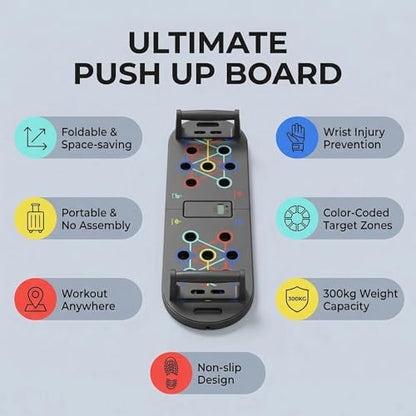 Foldable Push Up Board, Portable Multi-Function Fitness Exercise Board for Home Total Body Workout