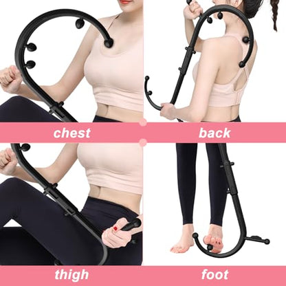 Back Massager for Pain Relief Deep Tissue - Massage Trigger Point Cane,Massage Stick for Pain Relief,Muscle Release Tool Self Massage Hook Cane for Women & Men(Black)
