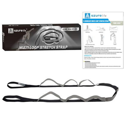 Half-Elastic Stretch Straps with 11 Loops, Stretching Strap for Physical Therapy, Multi-Loop Yoga Strap Fitness Exercise Strap for Yoga, Pilates, Dance, Flexibility&Exercise