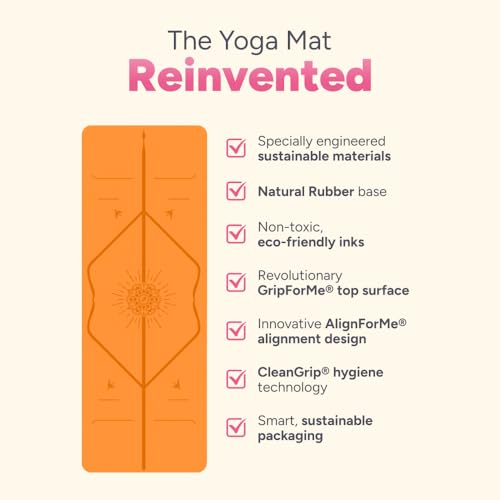 Liforme Travel Yoga mat – Patented Alignment System, Warrior-Like Grip, Non-Slip, Eco-Friendly, Ultra-Lightweight and Sweat Resistant, Made with Natural Rubber - color: Orange