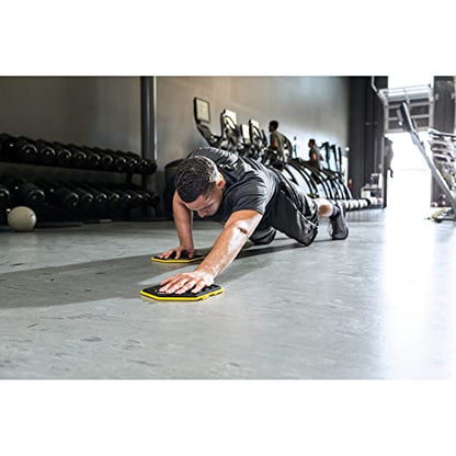 SKLZ Slidez Dual-Sided Exercise Glider Discs for Core Stability Exercises for Hands & Feet, Standard Use,Yellow - style: Standard