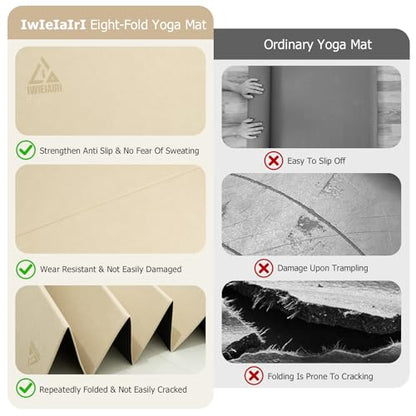 IwIeIaIrI Foldable POE Non Slip Yoga Pilates Mat– 1/4" (6mm) Thick - color: Beige