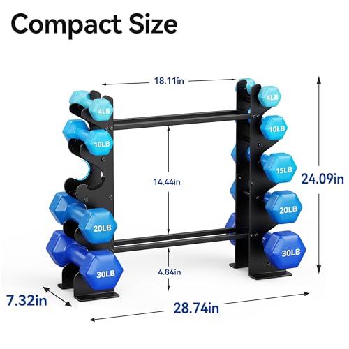 Dumbbell Rack Stand for Home Gym: Rack Only Holder for Dumbbells, Free Weights, 400LB Capacity Heavy-Duty Compact Storage Organizer