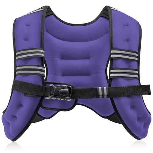 ZELUS Weighted Vest, 6lb/8lb/12lb/16lb/20lb/25lb/30lb Weight Vest with Reflective Stripe for Workout, Strength Training, Running, Fitness, Muscle Building, Weight Loss, Weightlifting - color: Violet, size: 8lb