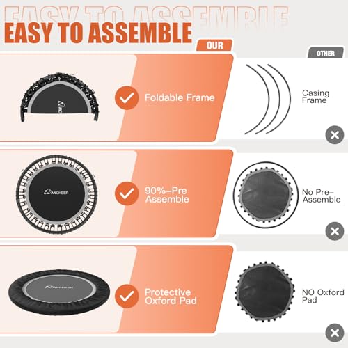 ANCHEER Fitness Trampoline,40"/48" Bungee Rebounder with Adjustable Handle - color: Silver