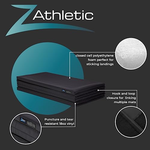 Z Athletic Folding Mat for Gymnastics, Tumbling, Cheerleading, and More, 4 Ft x 8 Ft x 2 In