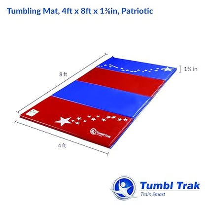 Tumbl Trak Gymnastics Folding Tumbling Panel Mat - color: Patriotic, size: 4'x8'x1.38"