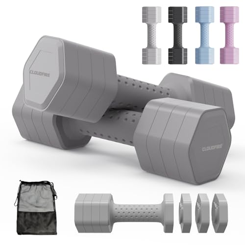 Adjustable Dumbbell Set of 2, 4 in 1 Free Weights Dumbbells Set, Hand Weights for Women at Home, 5 lb Dumbbells Set with Non-slip Comfort Handle for Home Gym Exercise Workout Training