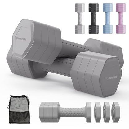 Adjustable Dumbbell Set of 2, 4 in 1 Free Weights Dumbbells Set, Hand Weights for Women at Home, 5 lb Dumbbells Set with Non-slip Comfort Handle for Home Gym Exercise Workout Training