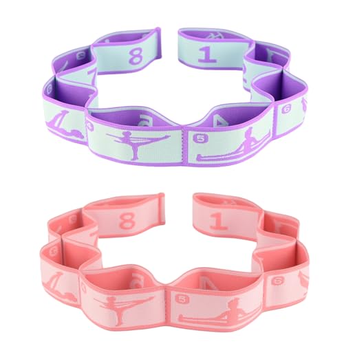 Elastic Yoga Stretching Strap with Loops, CEILIWEN Stretch Straps for Physical Therapy, Pilates Stretch Band, Elastic Exercise Bands, Leg Stretching Strap, Stretch Resistance Bands for Exercise - color: 02