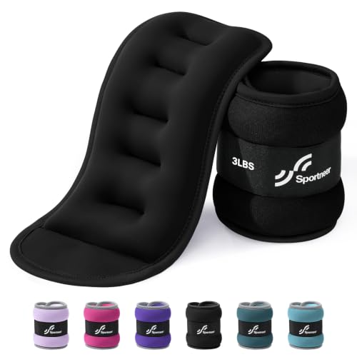 Sportneer Ankle Wrist Weights for Women Men Pair of 1/2/4/6/10 LBS Options - color: Black, size: 3 lbs x 2