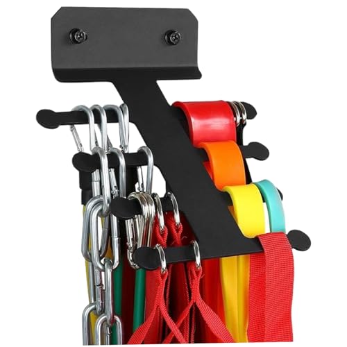 4-Tier Heavy Duty Gym Wall Storage, Metal Equipment Organizer & Non-Slip Resistance Band Rack