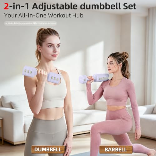 Abahub 2 in 1 Kettlebell & Dumbbell Set, Adjustable Dumbbell for Home Gym - color: Purple