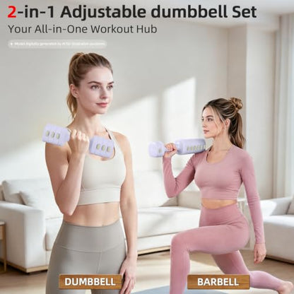 Abahub 2 in 1 Kettlebell & Dumbbell Set, Adjustable Dumbbell for Home Gym - color: Purple