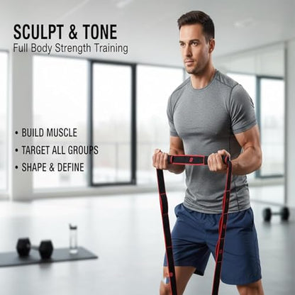 Fitness Resistance Bands with Handles, Fitness Resistance Band for Stretching and Yoga, Adjustable Bands for Full Body Stretching Shaping - color: Red