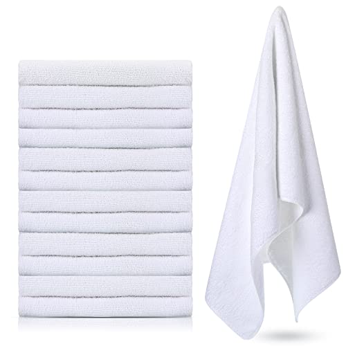 12 Pcs Microfiber Workout Gym Towels, 360 GSM 12x30 Inch Fast Drying Yoga Towels for Sweat, Soft Gym Towel for Men Women Travel Sports(White)