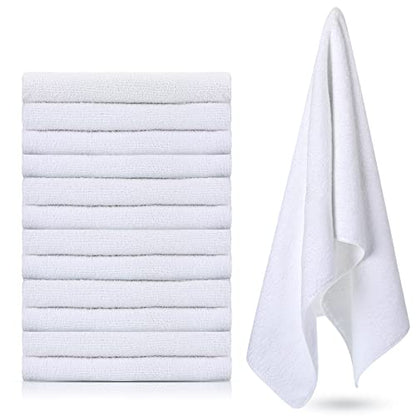 12 Pcs Microfiber Workout Gym Towels, 360 GSM 12x30 Inch Fast Drying Yoga Towels for Sweat, Soft Gym Towel for Men Women Travel Sports(White)
