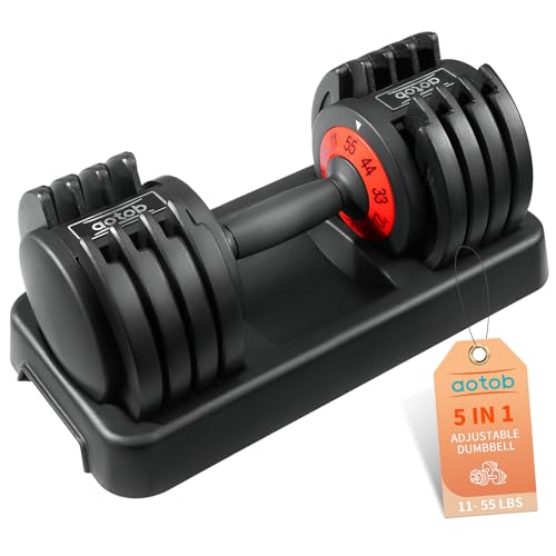 AOTOB Adjustable Dumbbell Set 25/55 Lbs (Pair) Set of 2 - color: 55lbs Black-Single