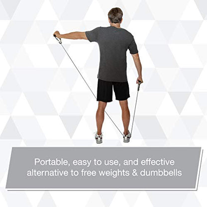 THERABAND Resistance Tubes, Professional Latex Elastic Tubing with Soft Handles & Door Anchor for Physical Therapy, Pilates, At-Home Workouts, and Rehab, 48 Inch, Silver, Super Heavy, Level 7