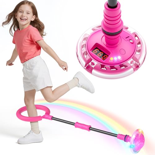 HopeRock Skip Ball Toy for Girls Ages 6-10,Girl Birthday Gifts,3 Fun Modes,Flashing Light-Up Wheel,LED Digital Counter,Replaceable Battery,Girl Birthday Gifts for Age 6-10+ - color: Pink