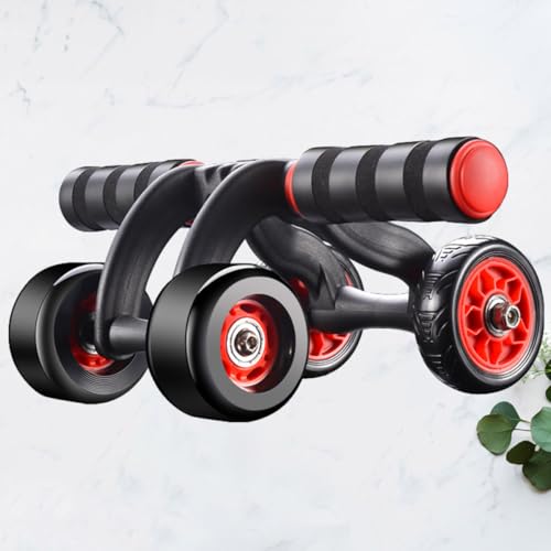 Automatic Rebound Four-wheel Fitness Device with Knee Pad, Silent Abdominal Muscle Roller for Household Core Strength Training and Equipment