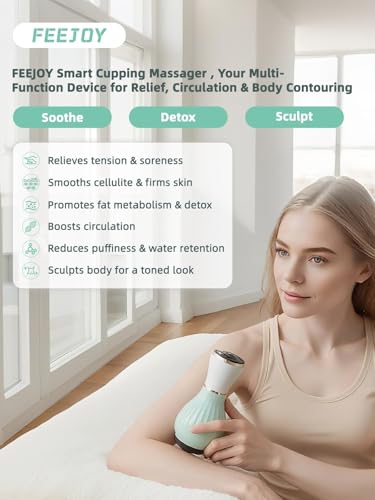 Electric Lymphatic Drainage Massager with Pulse Therapy & Heat – 12-Level Cupping Massage Device for Cellulite Reduction, Body Sculpting, Deep Tissue Pain Relief & Muscle Recovery
