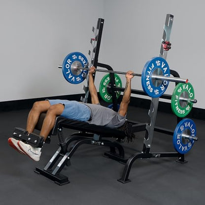 Valor Fitness Adjustable Weight Bench - 16 Position Decline to Flat Utility Bench with Wheels for Ab Crunch Core Training Strength Workouts Weightlifting and Barbell Exercises