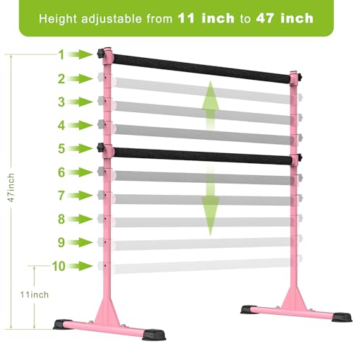 Dolibest Freestanding Ballet Bar, Height Adjustable Ballet Bar, Heavy Duty Dance Bar, with Non-Slip Rubber Pads, Enhanced Stability, Dance/Yoga/Fitness Stretching Bar, Ideal for Kids and Adults - color: Pink- 4ft Steel Cross Bar+ Black Cloth Cover