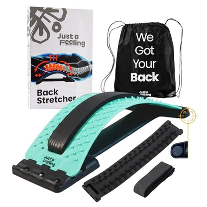 Just A Feeling Back Stretcher Lower - Lumbar Support & Back Cracker w/Silicone & Foam Pads - Spinal Decompression Device for Sciatica, Herniated Disc, Back Popper for Back Pain w/Chair Strap - color: Mint Green Edition
