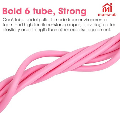6 Tube Pedal Resistance Band with Handle for Women, Foot Ankle Puller Fitness Bands for Waist, Arm, Tummy, Leg Slimming, Strength Training, Home & Gym, Manual Tension Rope Training Exercise Equipment