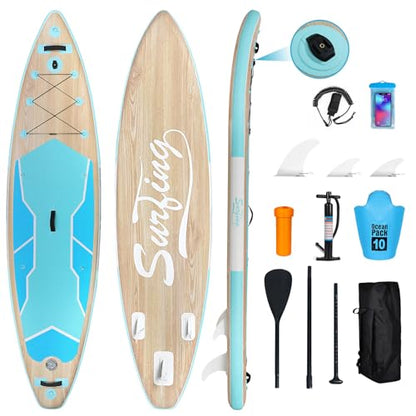 YUSING Inflatable Stand Up Paddle Board, Non-Slip Deck SUP Paddle Board with SUP Accessories & Backpack, Portable Standing Boat for Youth & Adult