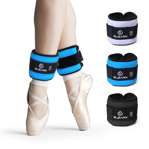 ELEAMY Ankle Weights for Women & Men - 0.5/1/2/3lb*2 Pairs - color: Black-Blue, size: 1.0 Lbs Each (2.0 Lbs Pair)