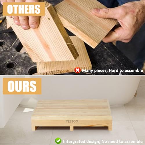 Wooden one Step Stool- Solid Pine Wood Step Riser with Non-Slip Pads, Wood Step Stool for Elderly Adults, high Bed, Bathroom, Kitchen (31.5" L*15.7" W*3.9" H, Natural, 400LBs Capacity) - color: Natural, size: 31.5IN