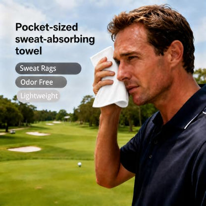 5-Pack Sweat Absorbing Handkerchiefs Quick-Dry Sport Microfiber Pocket-Sized Sweat Hand Towels for Glasses Gym Running Sports Work Travel & Outdoor Activities (White)