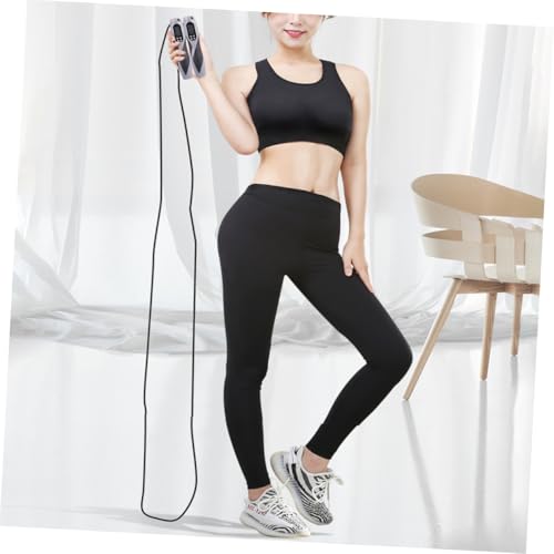 Electronic Counting Jump Rope Weighted Steel Cable Skipping Rope for Workout Fitness Training with Digital Counter Suitable and Gym Exercise (black)