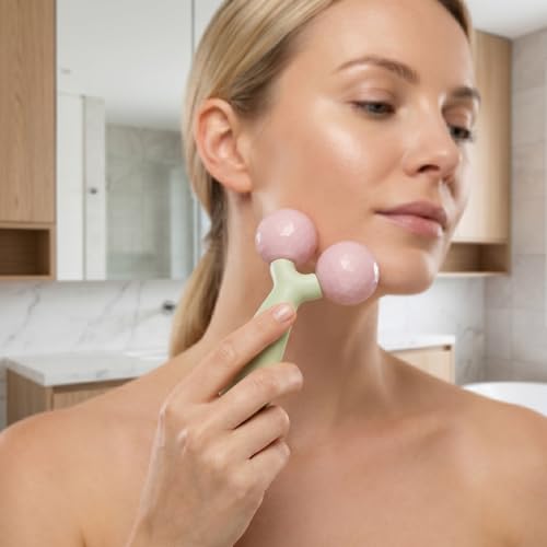 FRCOLOR Handheld Face Roller for Jawline Shaper V-Shaped Facial Massage Tool for Edema Relief, Skin Tightening Lifting
