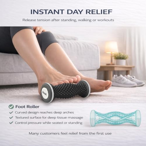 Plantar Fasciitis Night Splint, Foot Roller & Lacrosse Ball for Tension Relief, Foot Pain Relief Heel Spur, Arch Pain, Achilles Tendonitis, Comfortable and Gentle Foot Brace Men and Women (L)