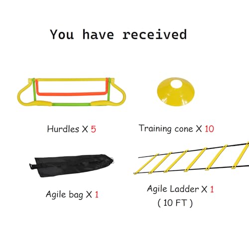 TNZMART Agility Hurdles, Adjustable Training Hurdles with 4 Heights and 3 High Visibility Colors for Soccer, Agility and Fitness Training
