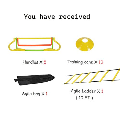 TNZMART Agility Hurdles, Adjustable Training Hurdles with 4 Heights and 3 High Visibility Colors for Soccer, Agility and Fitness Training